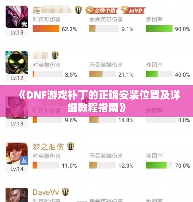 《DNF游戏补丁的正确安装位置及详细教程指南》