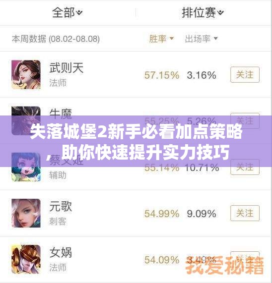 失落城堡2新手必看加点策略，助你快速提升实力技巧