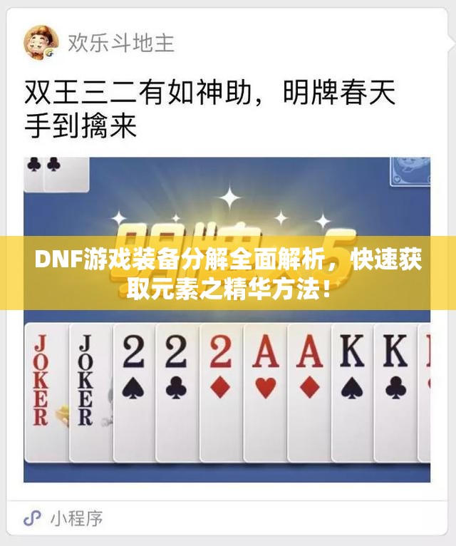 DNF游戏装备分解全面解析，快速获取元素之精华方法！